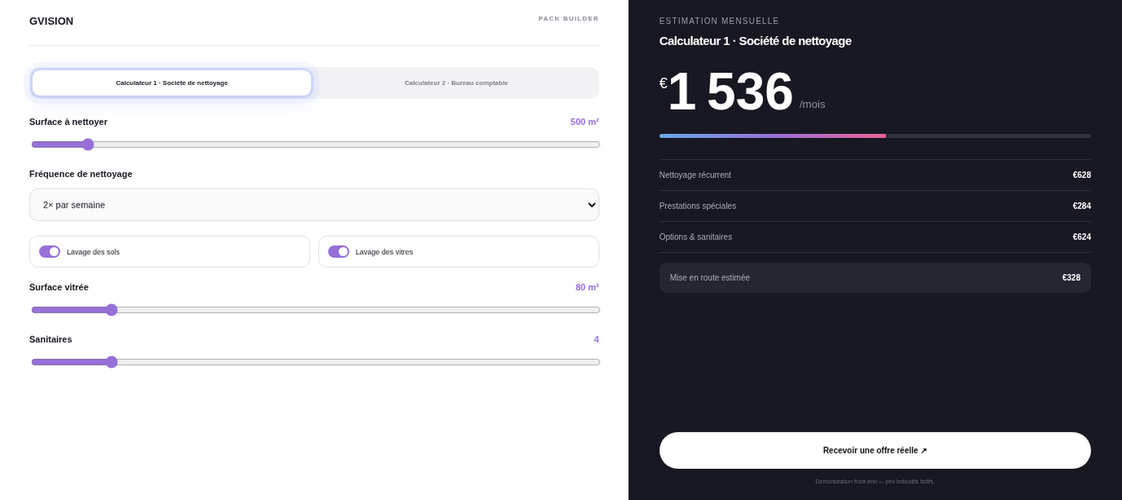 Aperçu animé du GVISION Pack Builder