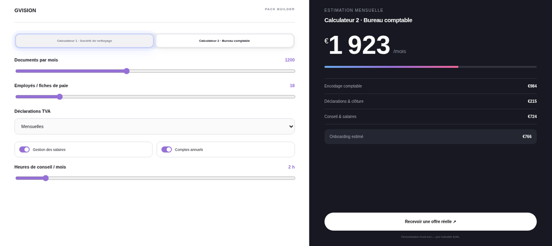 Aperçu animé du GVISION Pack Builder